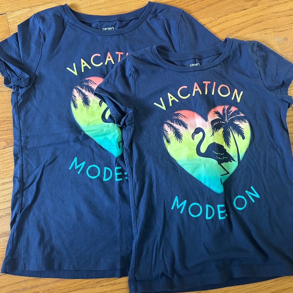Matching Carters size 8 and a 14.  Vacation shirts for siblings!